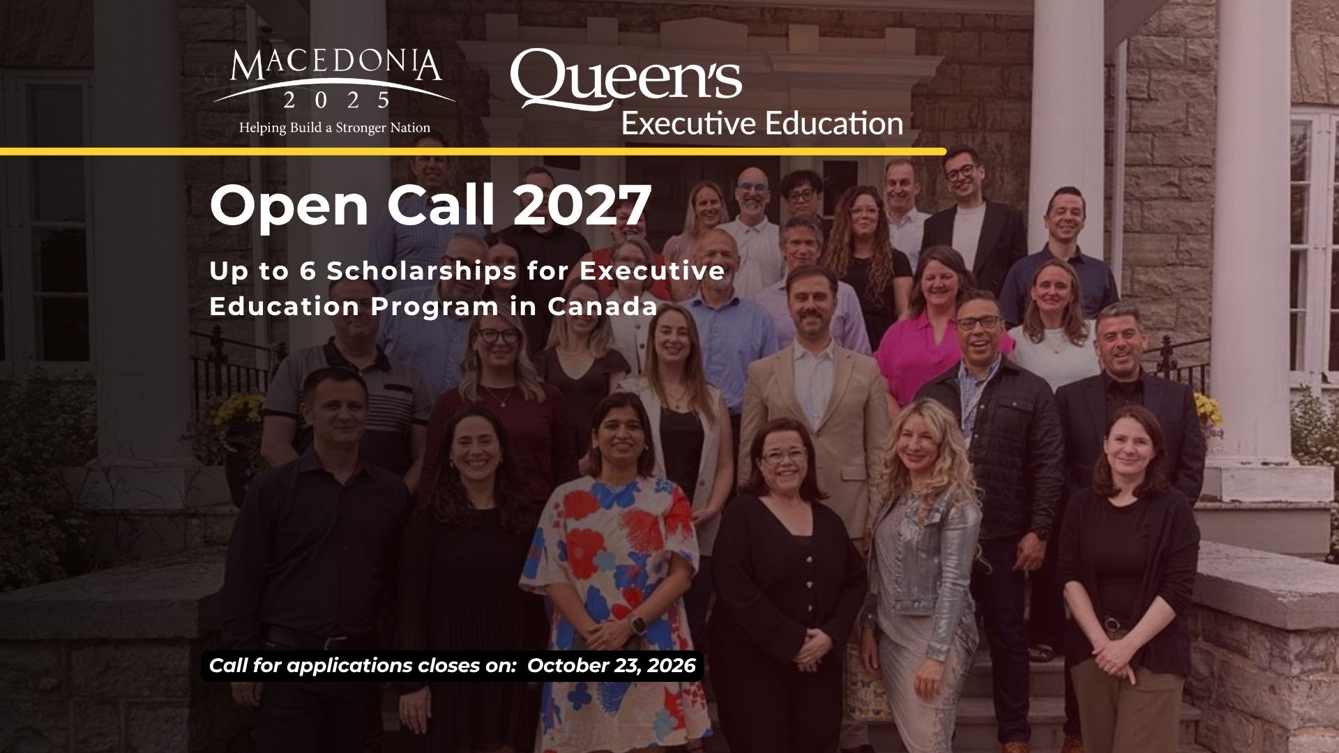OPEN CALL FOR SCHOLARSHIPS MACEDONIA2025 EXECUTIVE EDUCATION PROGRAM IN CANADA